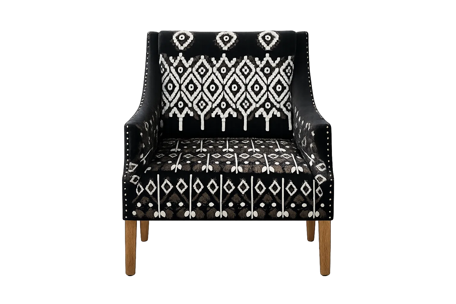 OC 1010 - Black Fabric with Incan Pattern Accent Chair 