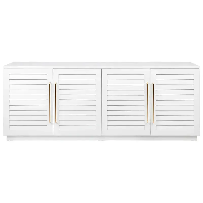 BF 0017 - White Oak Louvered Panelled Buffet with Brass Handles - Luxe