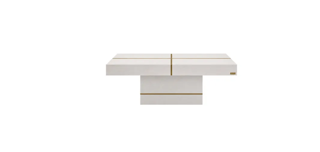 CT 0037 - Coffee Table - Belrose Modern Square White with Brass Cross Detail