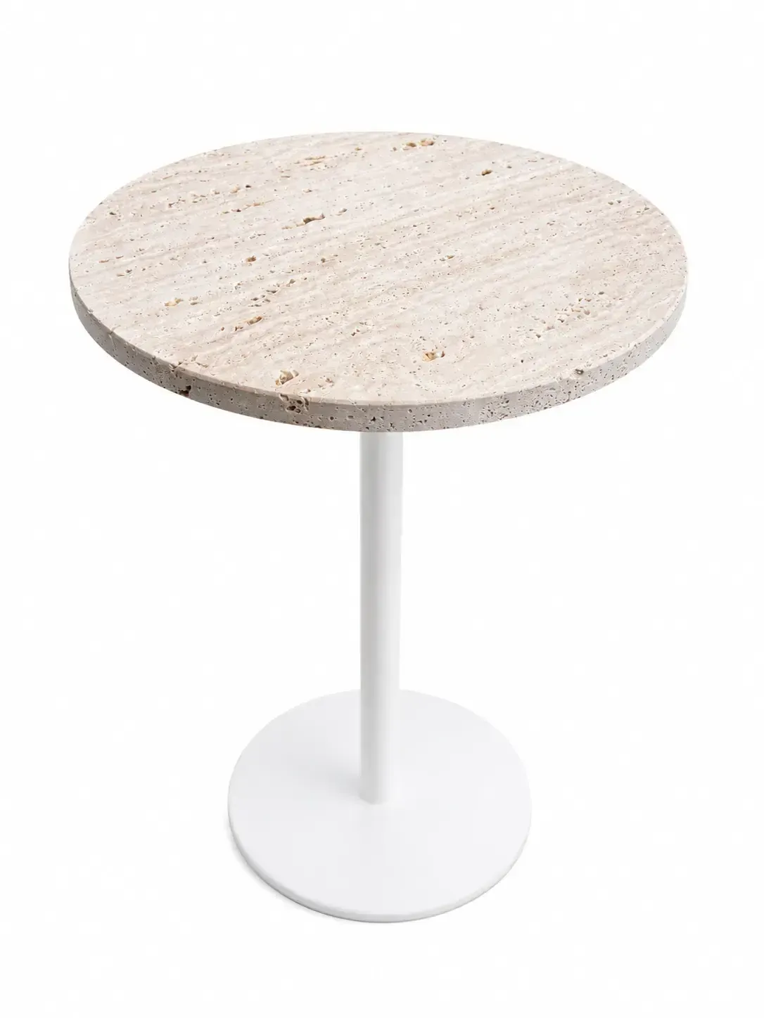 ST 0074 - Side Table - White and Travertine 