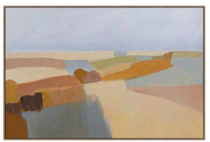AW 0101B - Artwork - Large - Amber Plains B Framed Canvas - Oak (Series AW 0101A) 