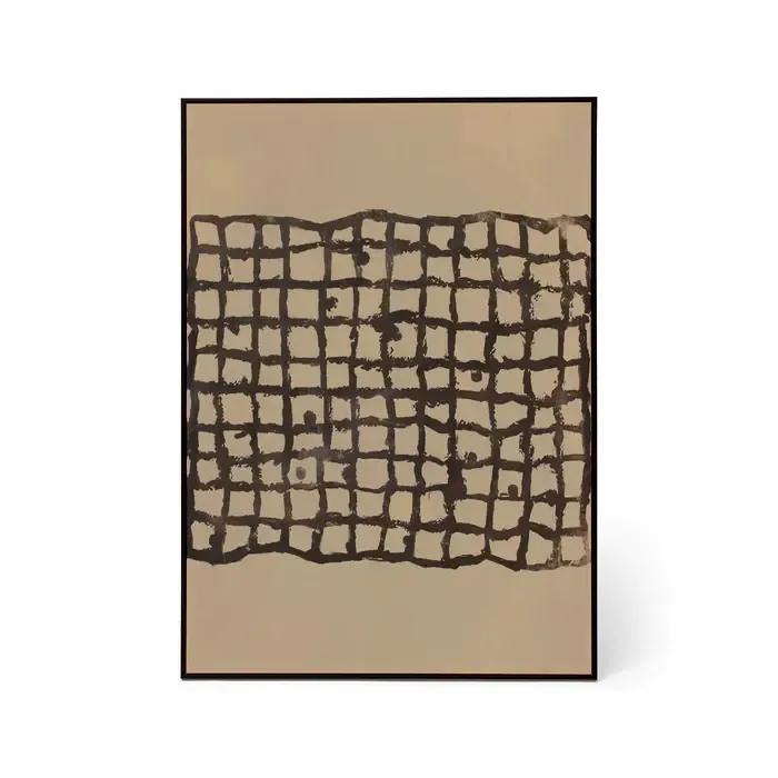 AW 0297 - Artwork - Extra Large - Pyke Beige & Black Roped Grid Print