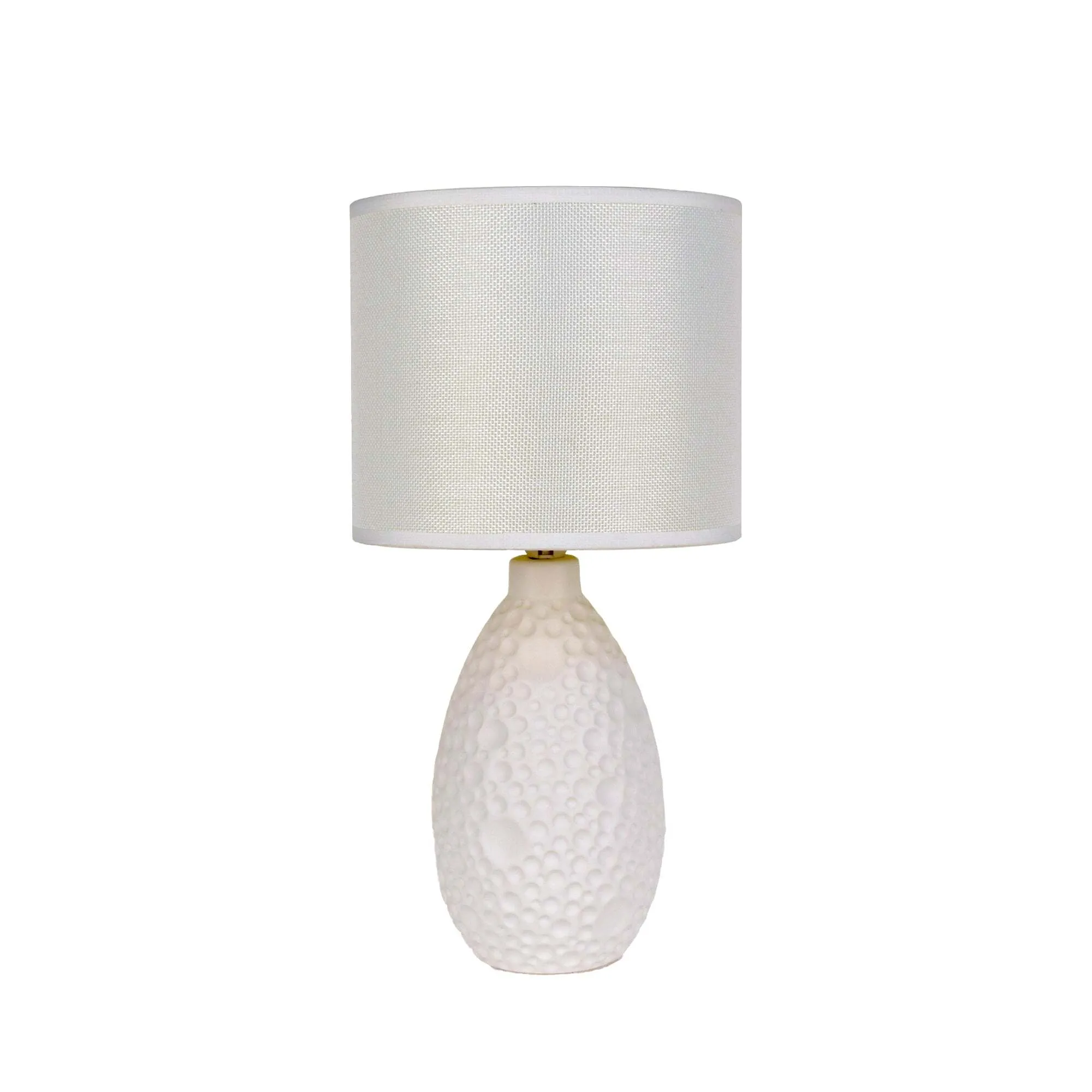 LP 5021 - Table Lamp - White Dimple Porcelain Vase base with White Drum Shade
