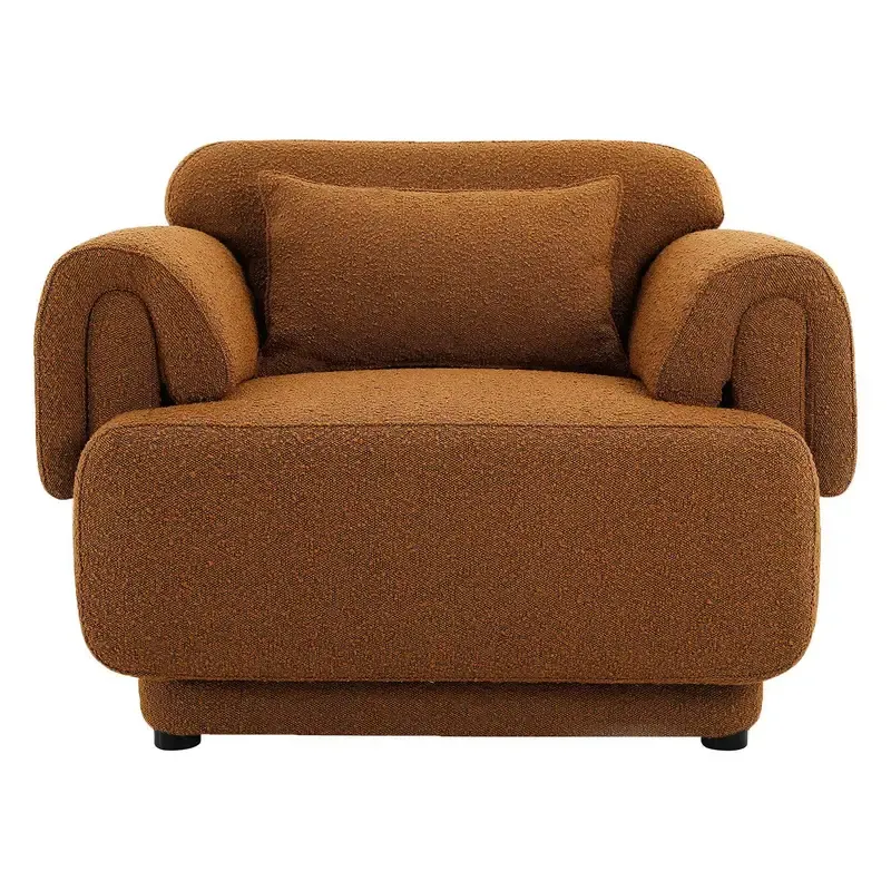 OC 0046 - Occasional Chair - Honey Boucle Arm Chair with Folded Arm Rests