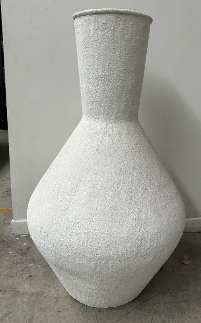 ACC 0004 - Large Textured White Hourglass Floor Vase