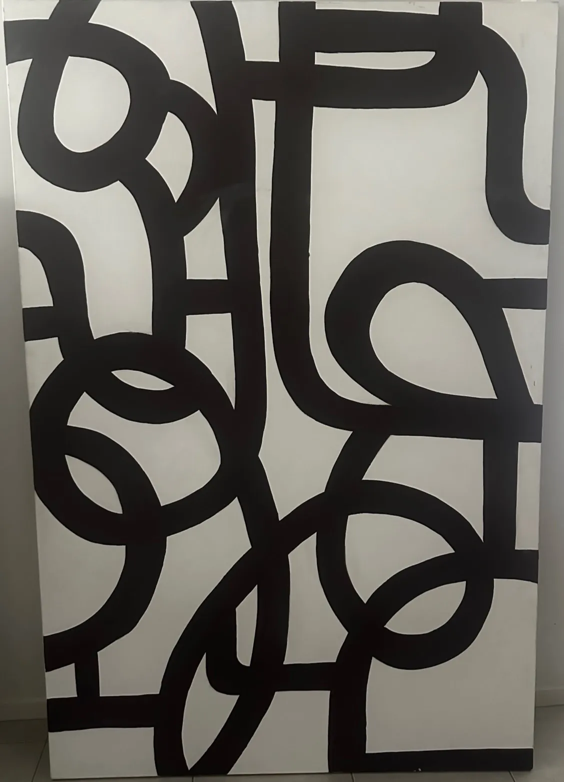 AW 0323 - Black Swirl Lines Oversized Canvas 