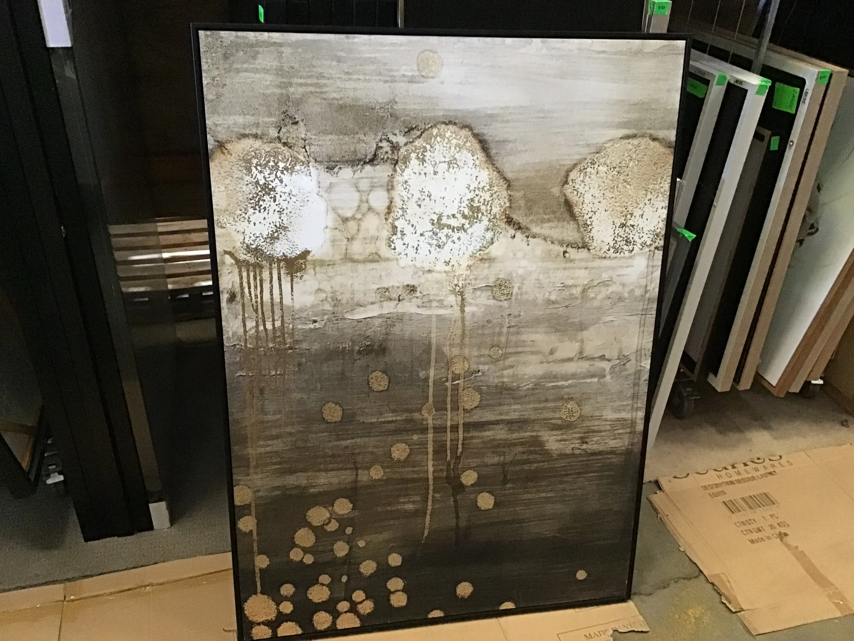 AW 1991 - Artwork - Extra Large - Dark Fade Background with Gold Spots in Black Frame