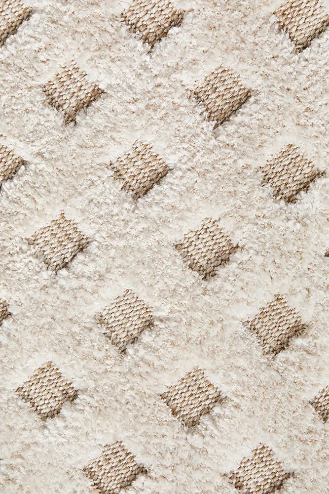 RG 0057 - Rug - Large - Modern Chequered Pile Patterned Natural/Beige (340cm x 240cm / 11mm Pile)