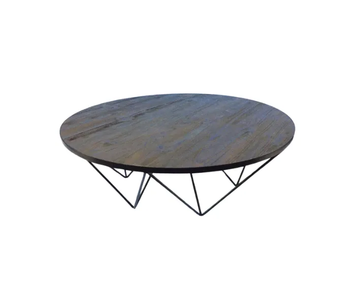 CT 0012 - Coffee Table - Matisse Large Round Timber Top with Geometric Metal Legs
