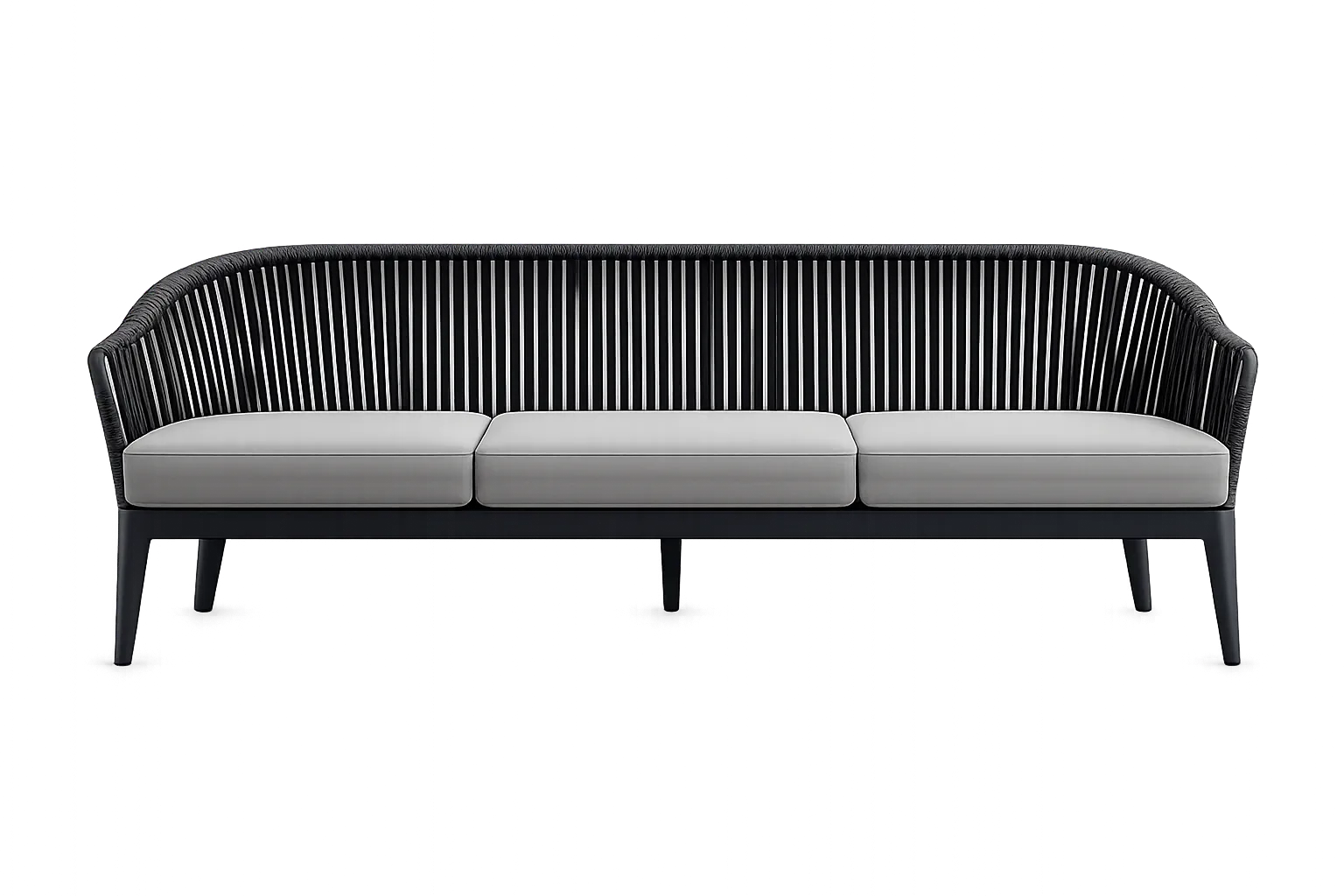 OD SF 9193 - Outdoor - Sofa - 3 Seater Charcoal Frame with Black Rope & Salt n Pepper Cushions