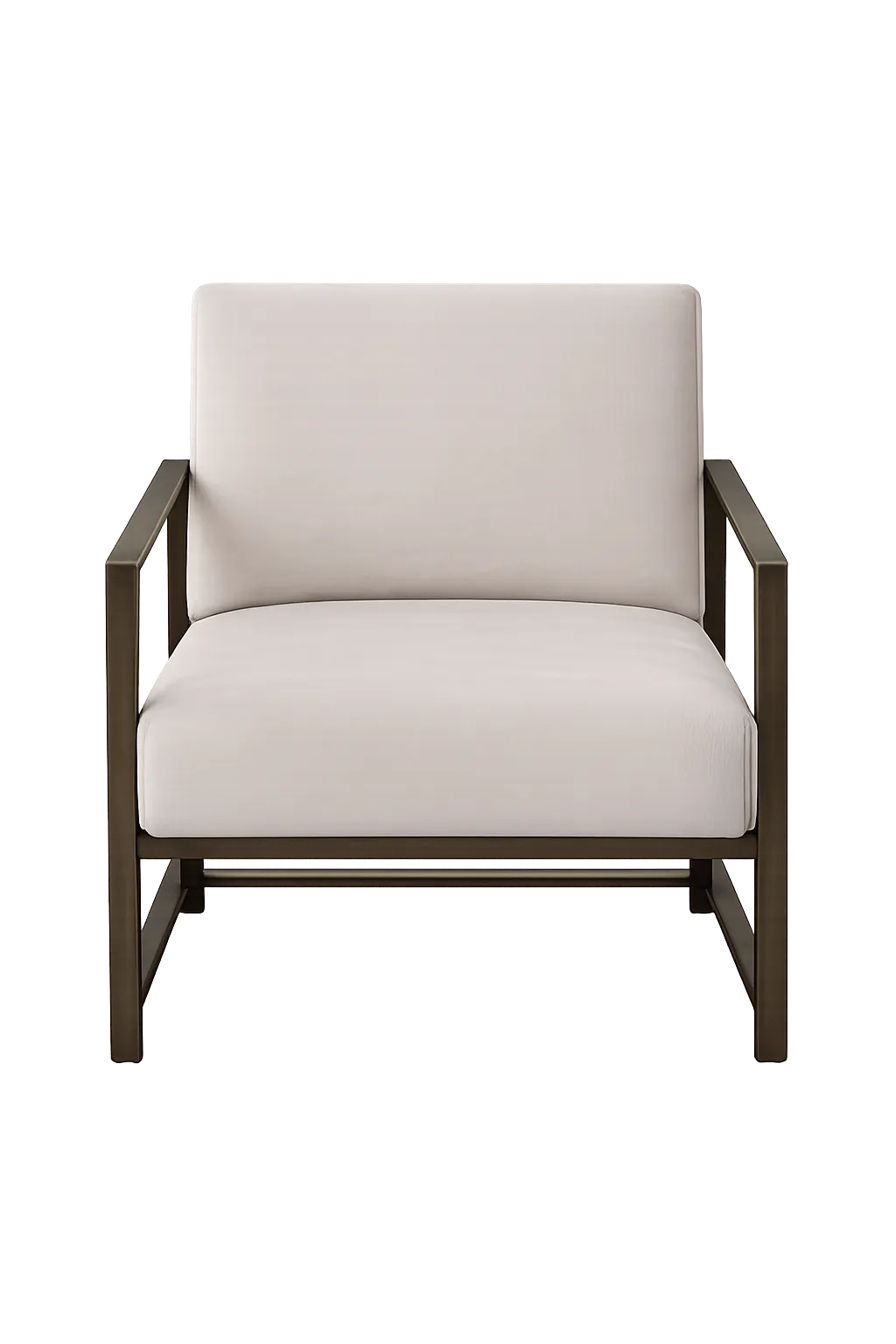 OC 6121 - Beige Textured Fabric & Brass Metal Framed Occasional Chair