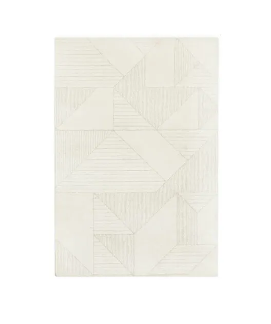 RG 1919 - Rug - Large - Ivory/Beige with Grey Flecks through Patterned Lines (330cm x 240cm)