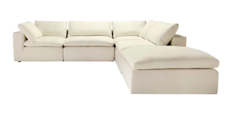 5 Piece Sectional Modular Sofa in Natural/Oatmeal - 2 Crn + 2 Mid + Ottoman - SF 7033
