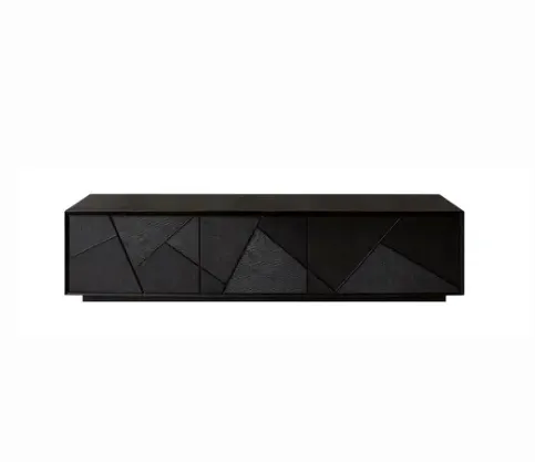 ENT 0004 - Espresso Timber 4 Door Entertainment Unit with Geometric Glass Front 