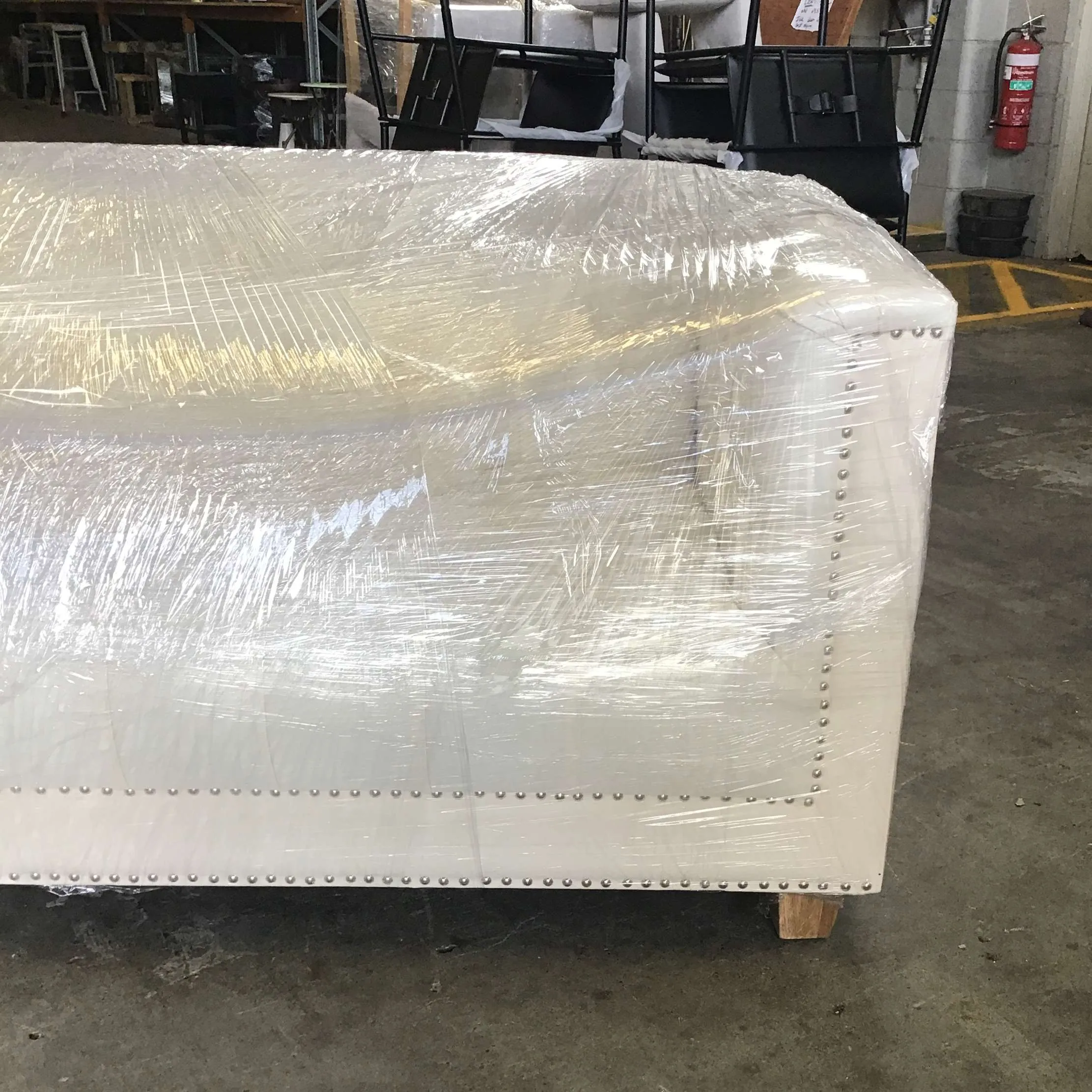 SF 7106 - Sofa - 2.5 Seater - White Linen Upholstered with Buttons & Studs