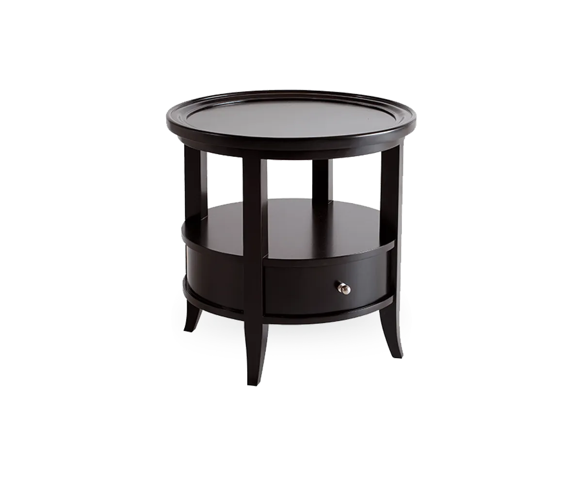ST 0077 - Side Table - Vincent Black 2 Tier with Silver Draw Knob