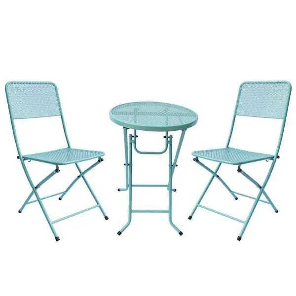 OD SET 0005 - Outdoor Dining Suite - Circular Mint Green Metal 5 Piece