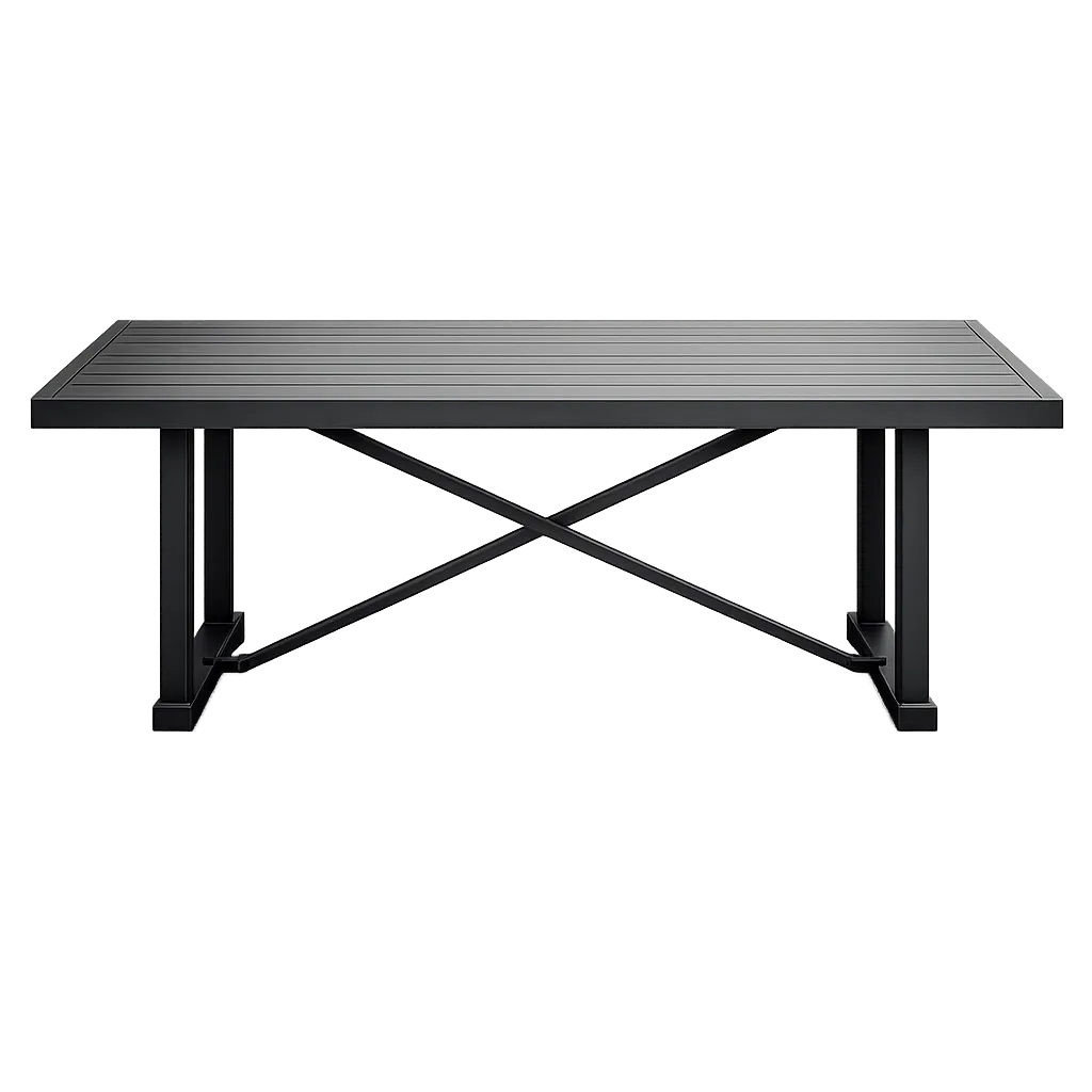 OD DT 6179 - Outdoor - Dining Table - Black Aluminium with Cross Support Beam