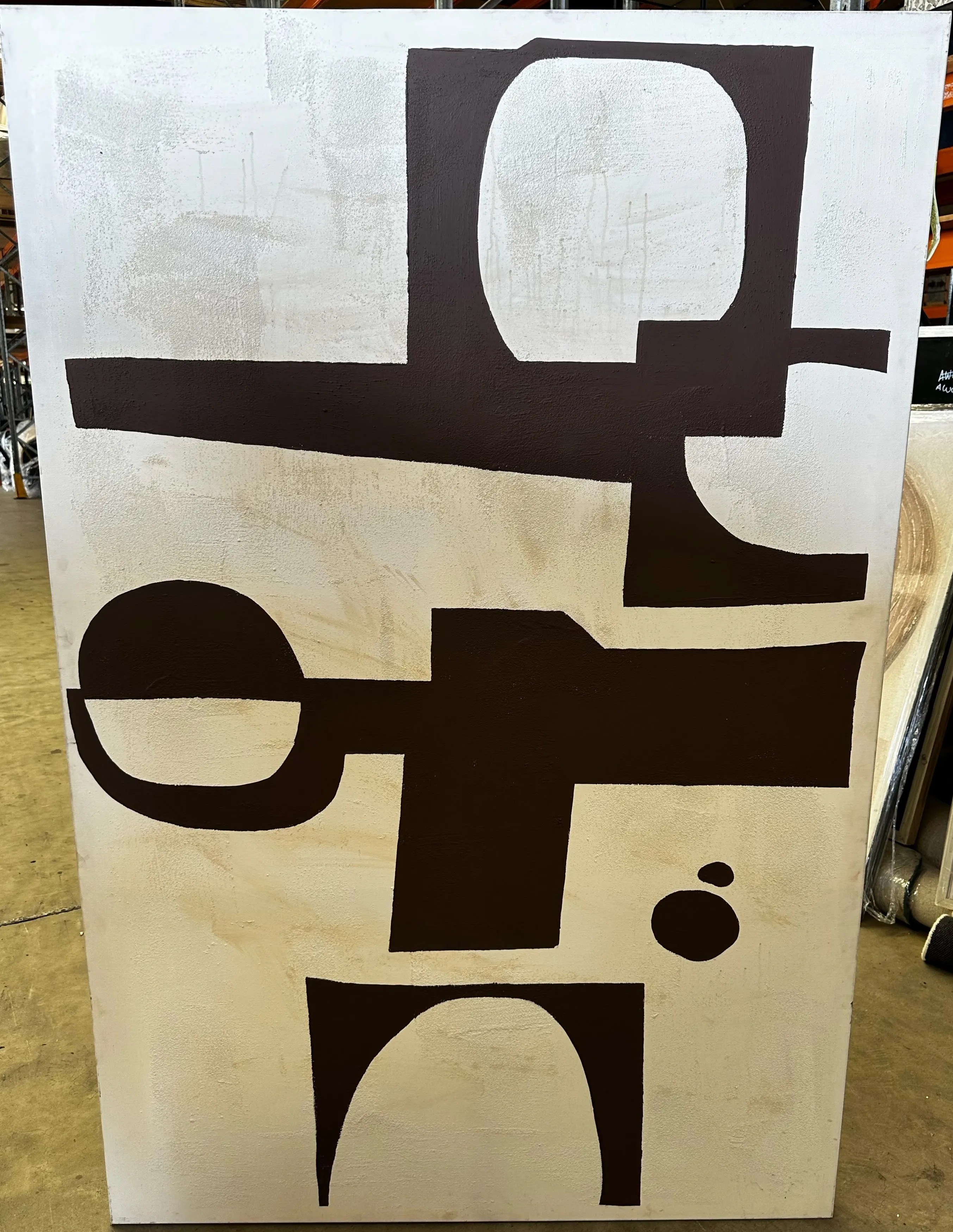 AW 0340 - Abstract Cube Shapes Textured Oversized Canvas