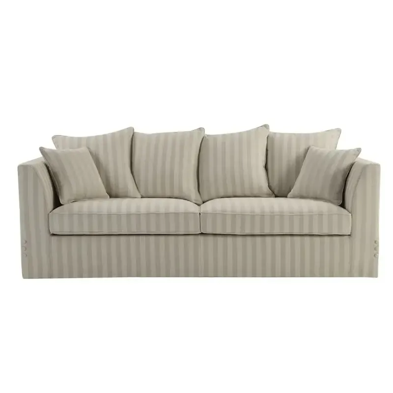 SF 6521 - Sofa - 3 Seater - Beige & White Stripe Skirted Slip Cover