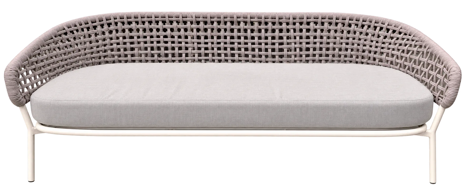 OD SF 0006 - Outdoor - Sofa - White Piped  with grey Rope Weave & Grey Cushions