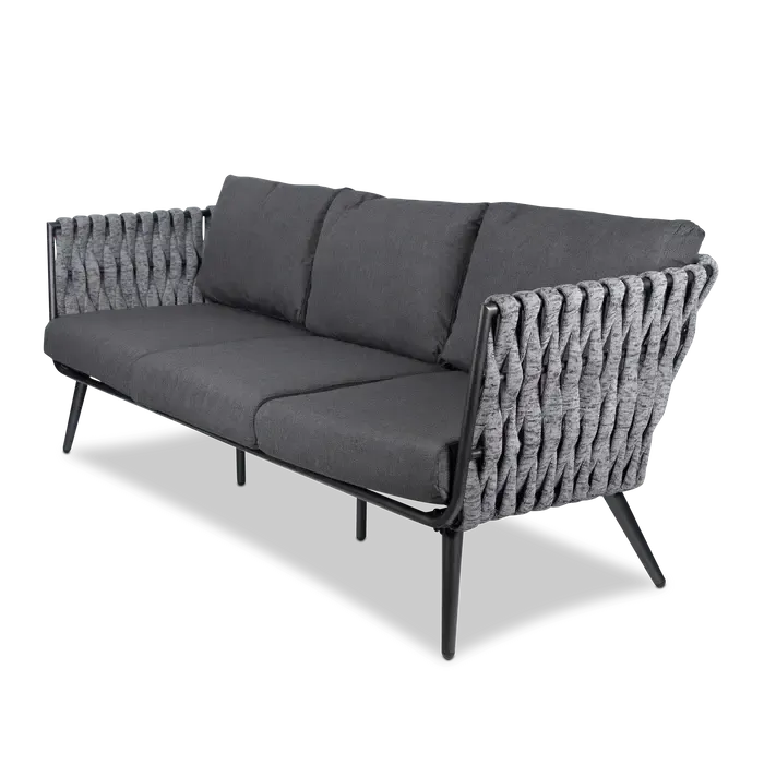 OD SF 7011 - Outdoor Sofa - 3 Seater Charcoal Frame with Grey Cushions