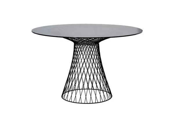 DT 8677 - Table Bases - Distressed Black Metal Wired Pedestal Base