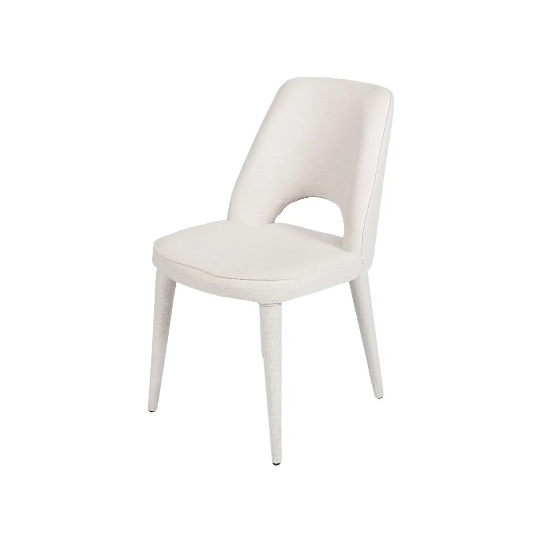 DC 9120 - Dining Chair - Full Light Grey Linen Upholstered with Cut-out Back