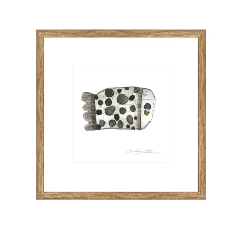 AW 0471 - Serigraph Fish in Natural Frame - Small Artwork