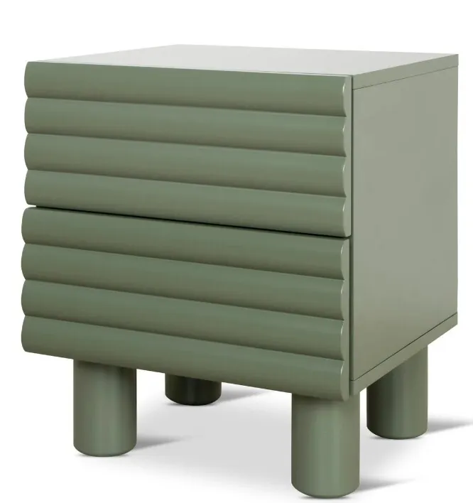 BST 0059 - Bedside Table - Fluted Green 2-Drawer
