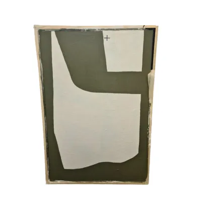 AW 7188A - Artwork - Medium - Leigh Collection Avocado Green & White Textured Abstract Canvas