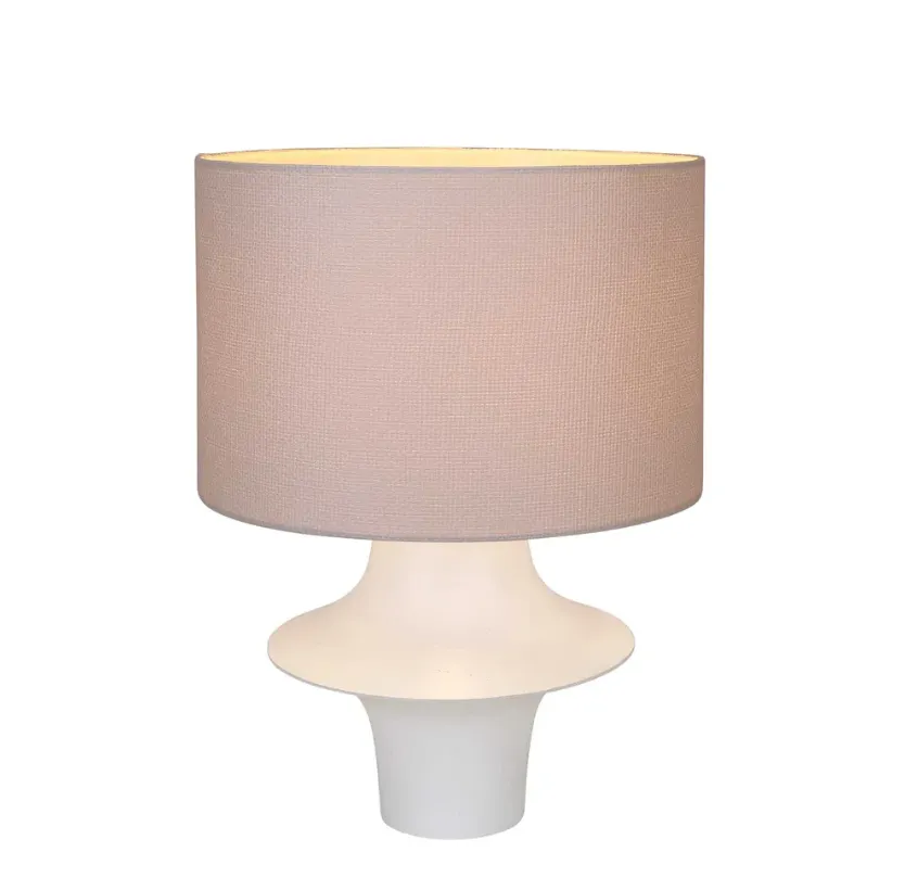 LP 0019 - Table Lamp - White Resin Elliptical Cone with White or Blush Drum Shade