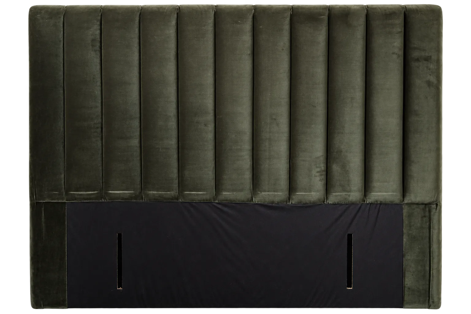 BH 0071 - Queen Bedhead - Panelled Plush Green Fabric