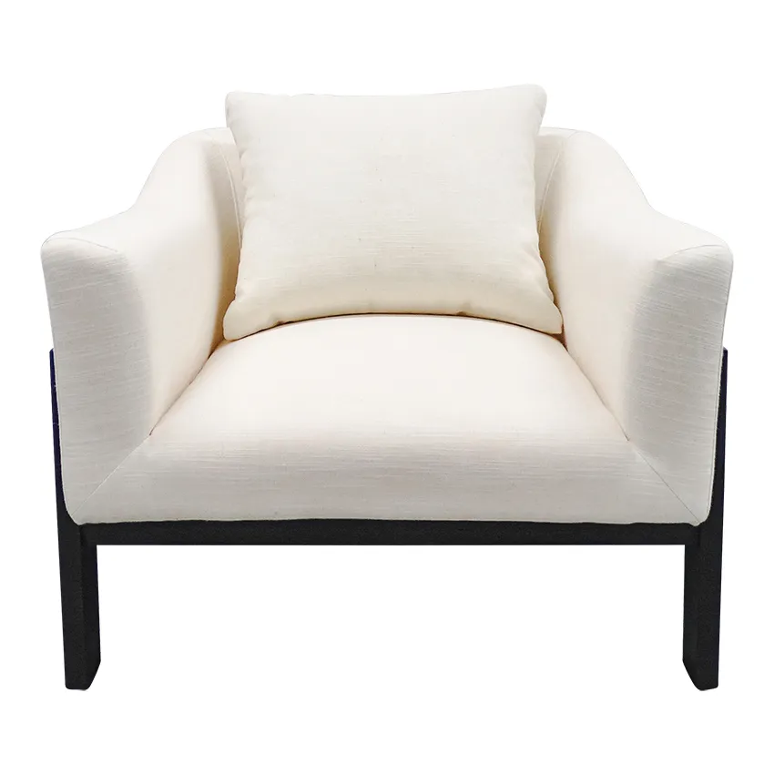 OC 0100 - Calypso Sienna White Linen Occasional Chair with Oak Arm Rests