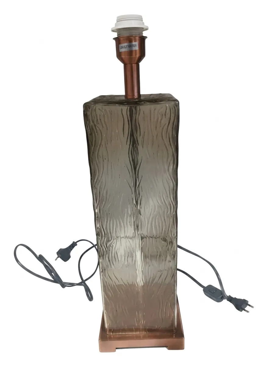 LP 5019 - Table Lamp - Glass, Pink & Gold with White Shade