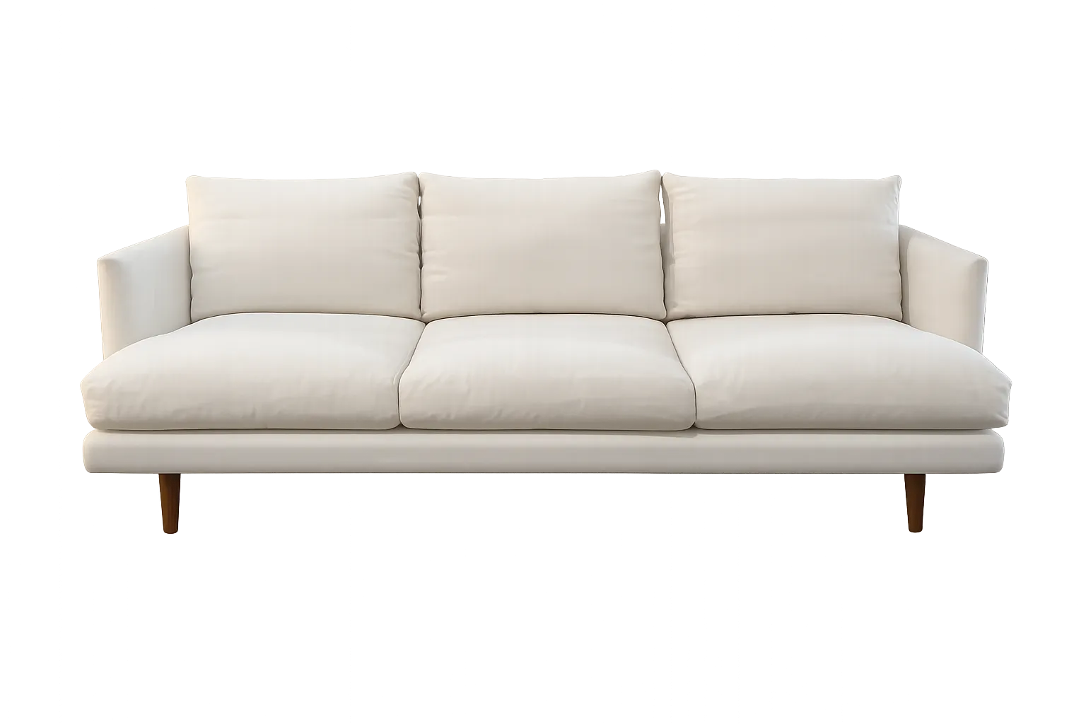 SF 9134 - Sofa - 3 Seater - Ivory Fabric Slim-line Sofa with Walnut Legs