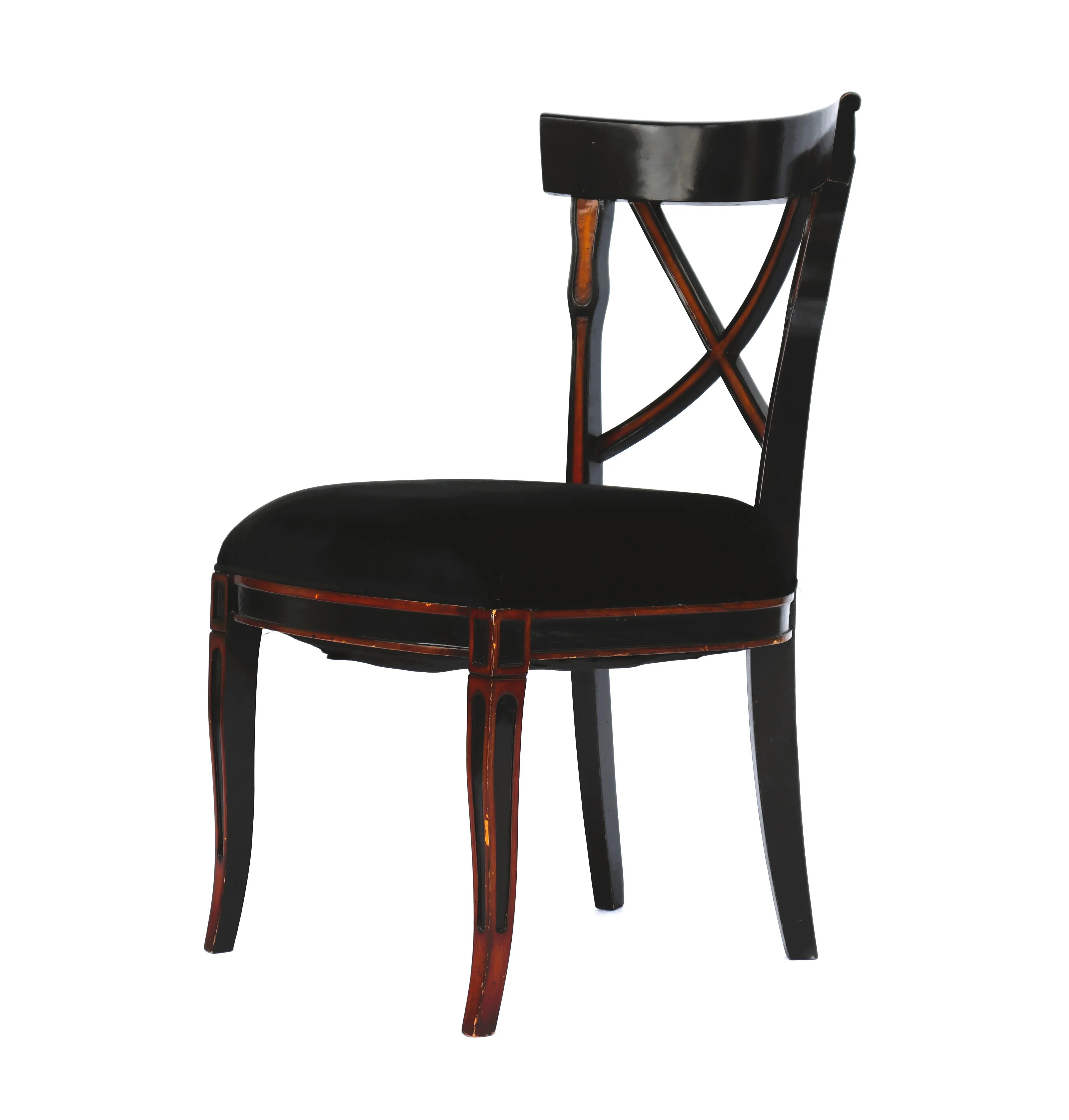 OC 0008 - Dining Chair - Two Tone Black and Dark Timber Cross-back with Black Seat