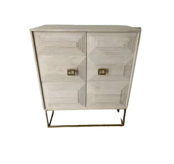 BF 9039 - Annie Series White Timber Cabinet with Tiered Square Door Pattern - Luxe Range
