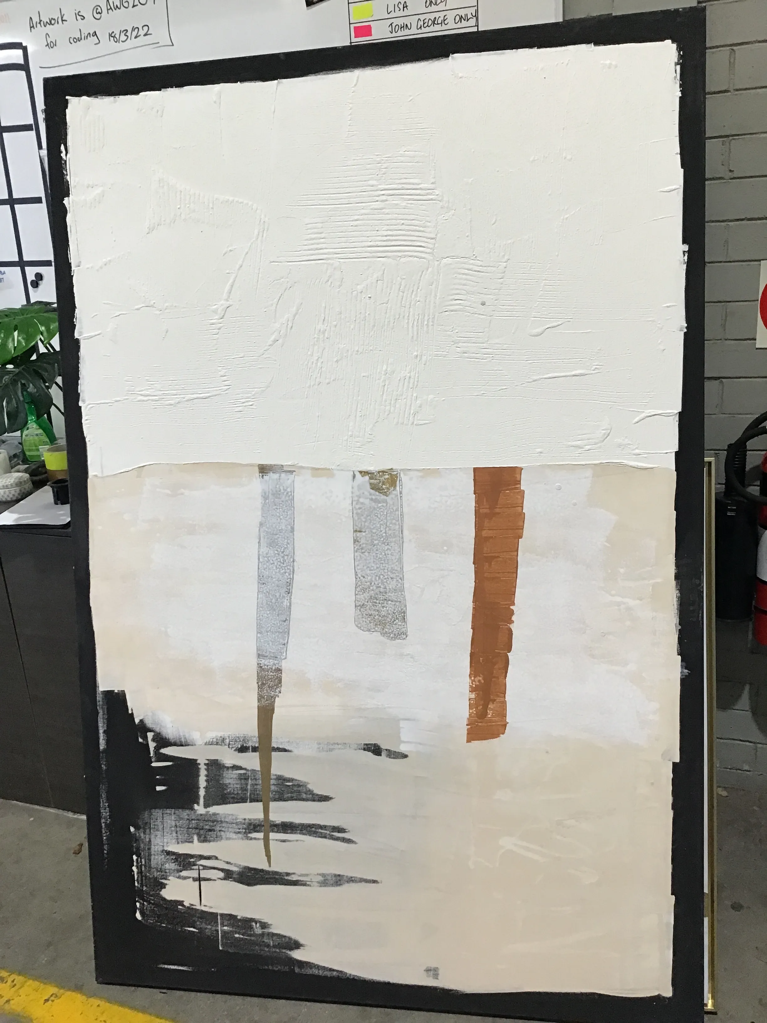 AW 6205 - Artwork - Oversized - Black, Rust and White Abstract