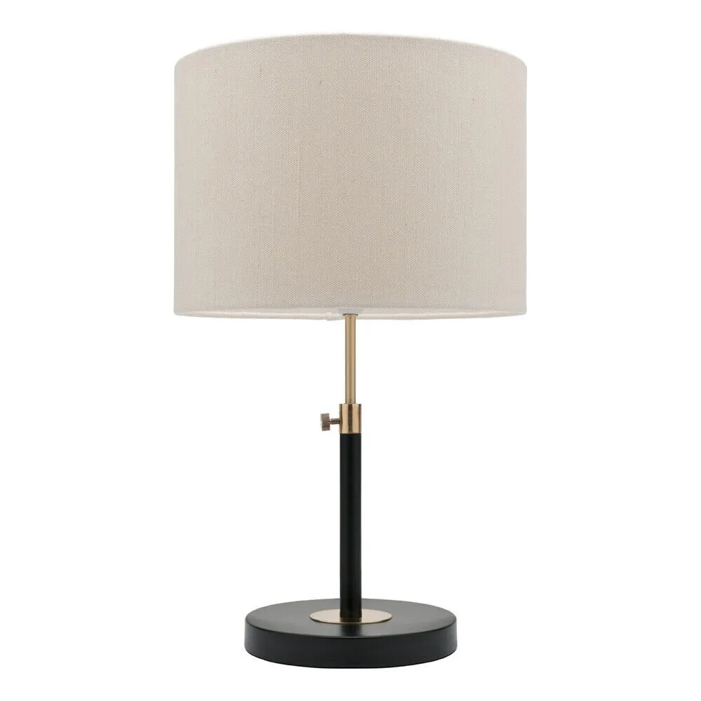 LP 0561 - Table Lamp - Gold & Black Metal with White Drum Shade