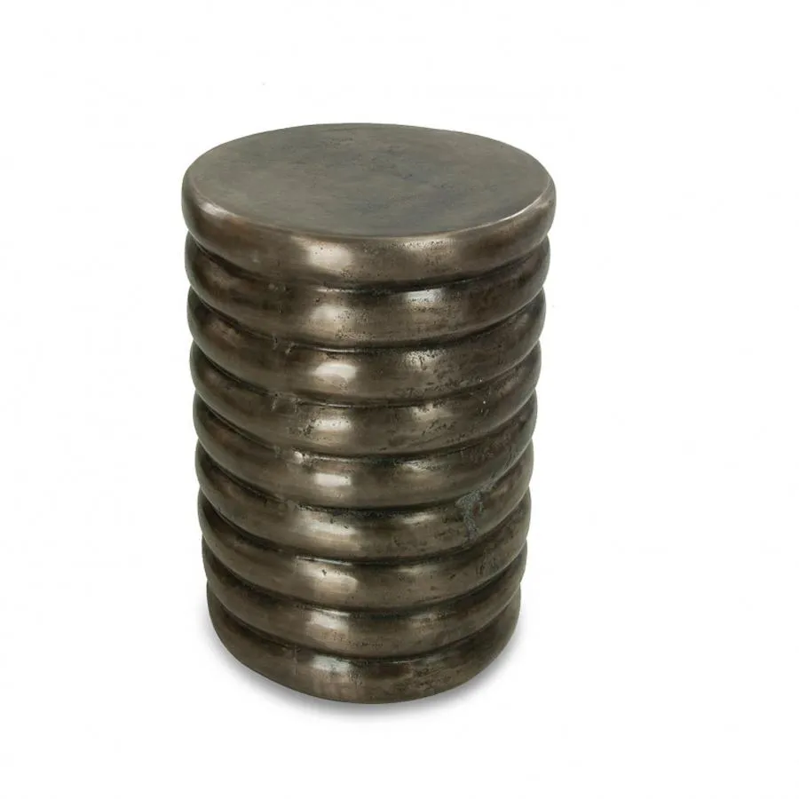 ST 7039 - Side Table - Cylindric Ribbed in Nickel Colour