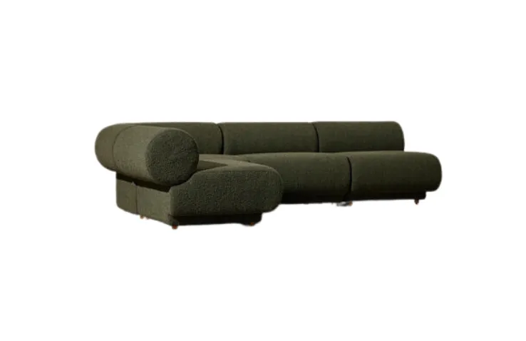 SF 0012 - Modular Sofa - Green Boucle Tube Back Design - 5 Piece
