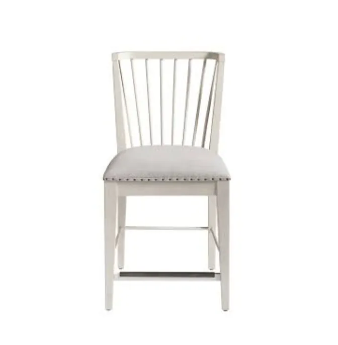STL 3343 - Bar Stool - White Wash Timber with Grey Seat