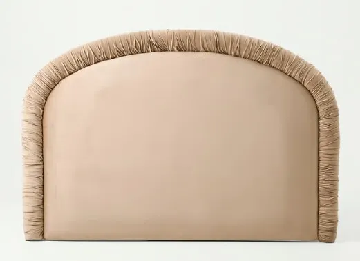BH 0013 - Bedhead - Queen - Adairs Vienna Mushroom Velvet Ruched 
