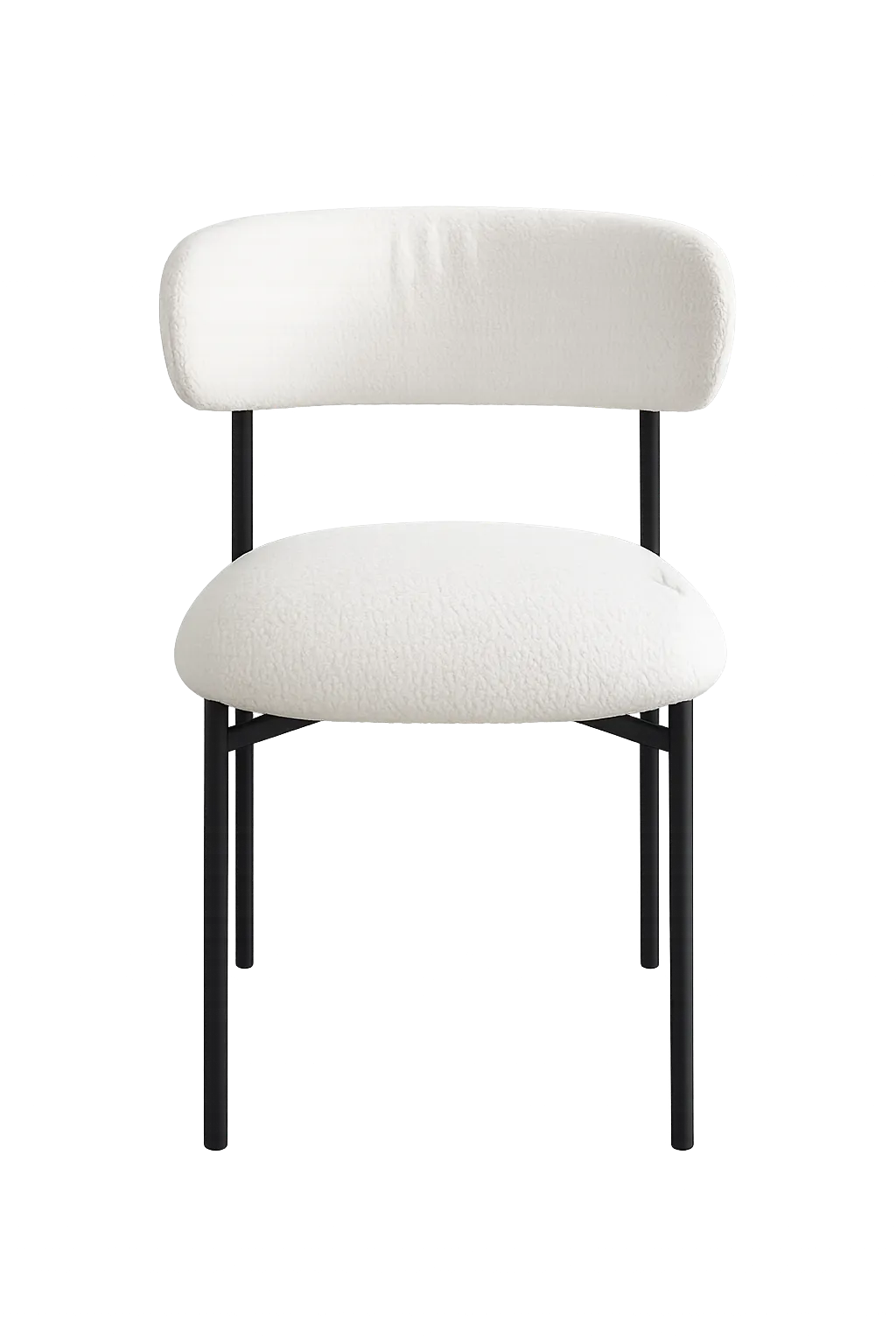 DC 0039 - Dining Chair - White Curved Boucle with Black Legs