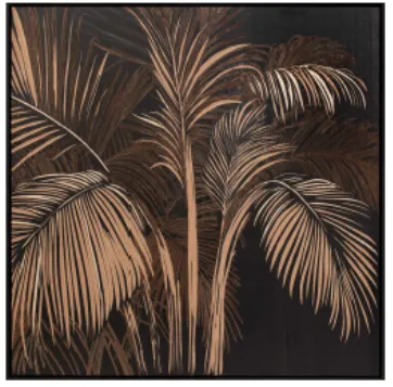 AW 0059A - Artwork - Large - Golden Palms A Wood Art w/ Black Frame