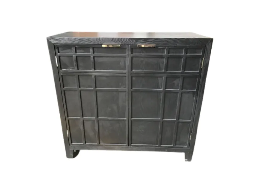 CB 7873 - Black 2 Door Timber Cabinet with Gold Handle Detailing