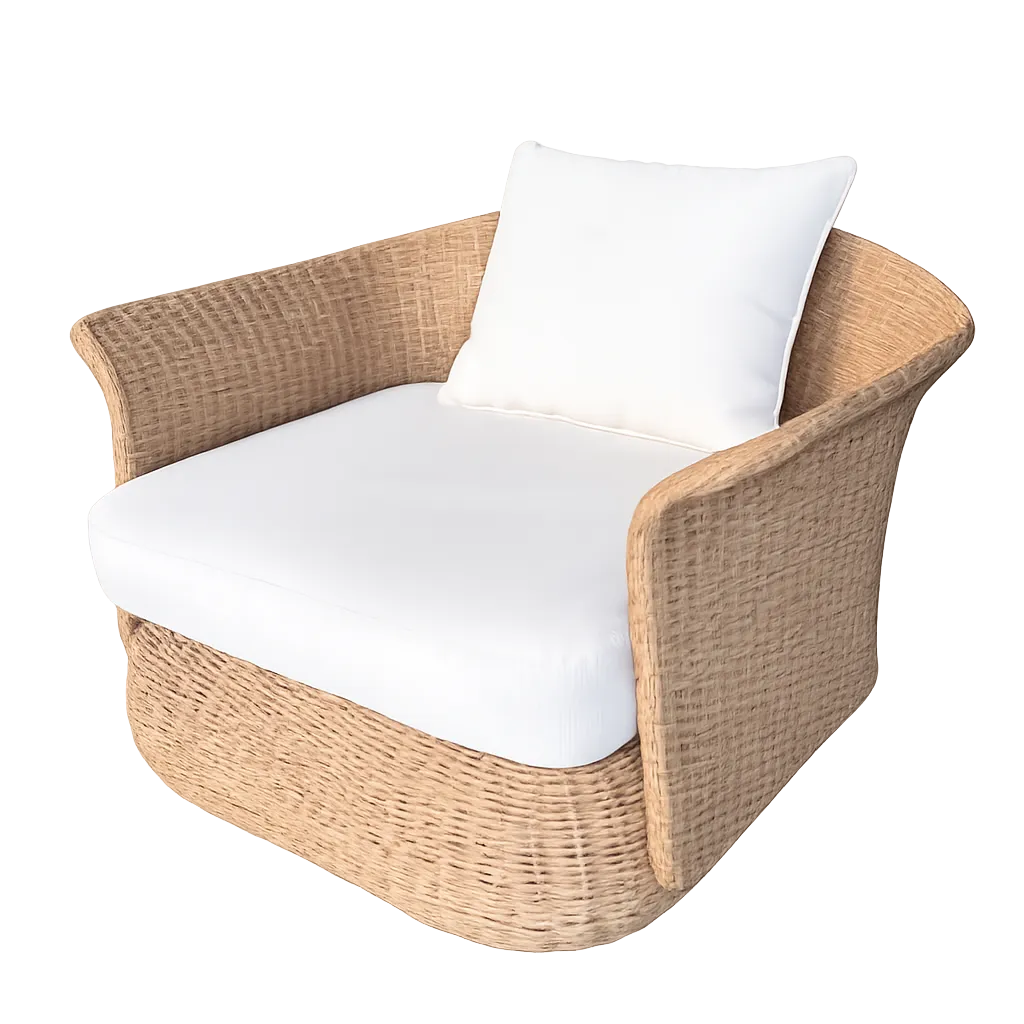 OD AC 6320 - Outdoor - Occasional Chair - Catalina Natural Wicker with Ivory Seat Cushion