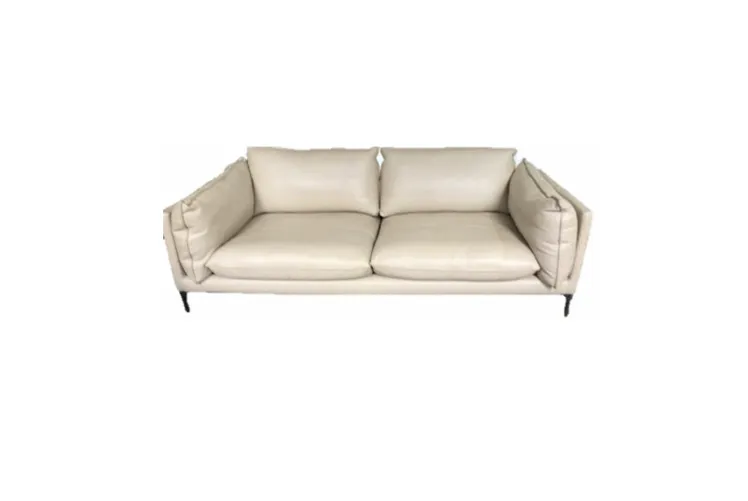 SF 7782 - Sofa - 3 Seater - Taupe Leather with Black Metal Legs