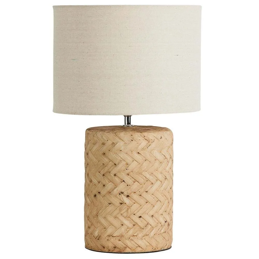 LP 7992 - Table Lamp - Natural Woven Cane with White Drum Shade